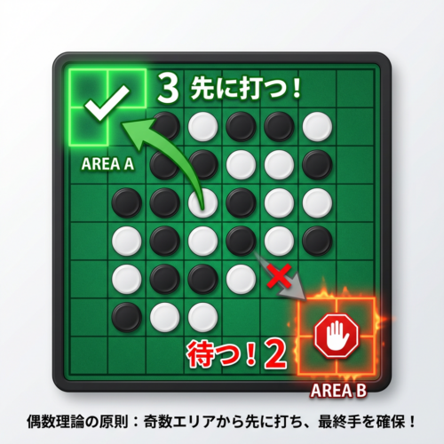 「3マス空き（奇数）」と「2マス空き（偶数）」のエリア